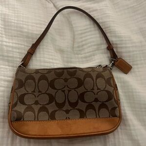 Coach Signature Jacquard Brown Canvas & Leather Mini Handbag